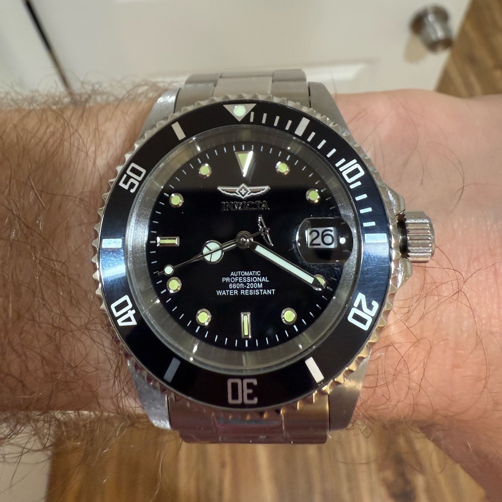Invicta Black and Silver Automatic Dive Watch